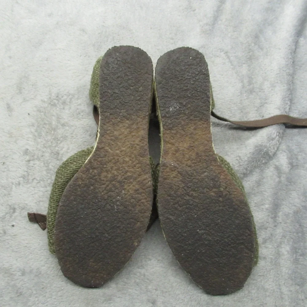 UGG Sandals Women 8 Green Sheepskin Australia Espadrille Wedge Delmar Jute Ankle